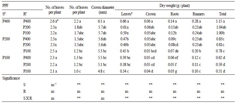 Growth of Runner Plants Grown in a Plant Factory as Affected by